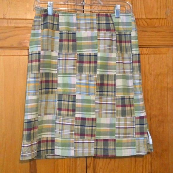Women Cape Madras Elizabeth Maine Patchwork Mini Skirt Plaid Sze 6 - Picture 1 of 10